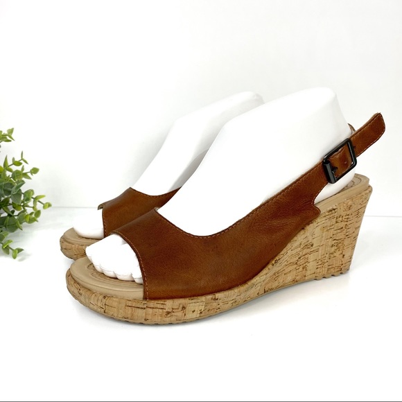 CROCS Shoes - Crocs Cocoa A-Leigh Leather Slingback Wedge Peep Toe Sandal Style 11848